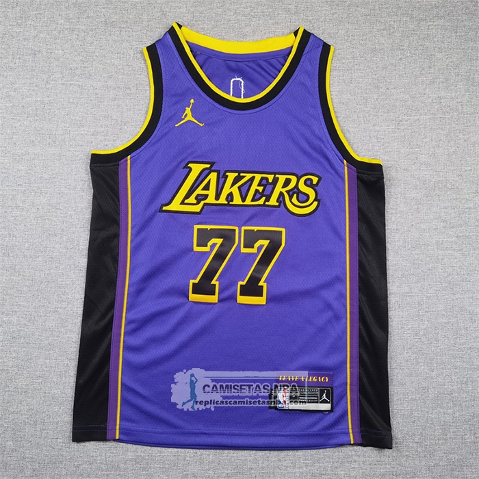 Camiseta Nino Los Angeles Lakers Luka Doncic NO 77 Statement 2024 Violeta